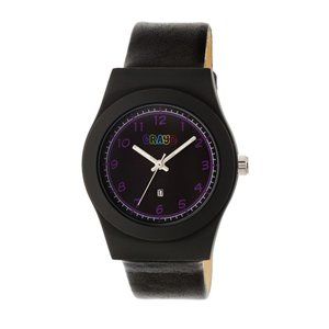 NEW CRAYO DAZZLE BLACK LEATHER‎ WATCH W/DATE CR4101